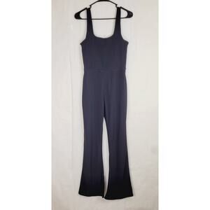 Move Theology black ribbed flare leg jumpsuit size large Active Athletic Gym
